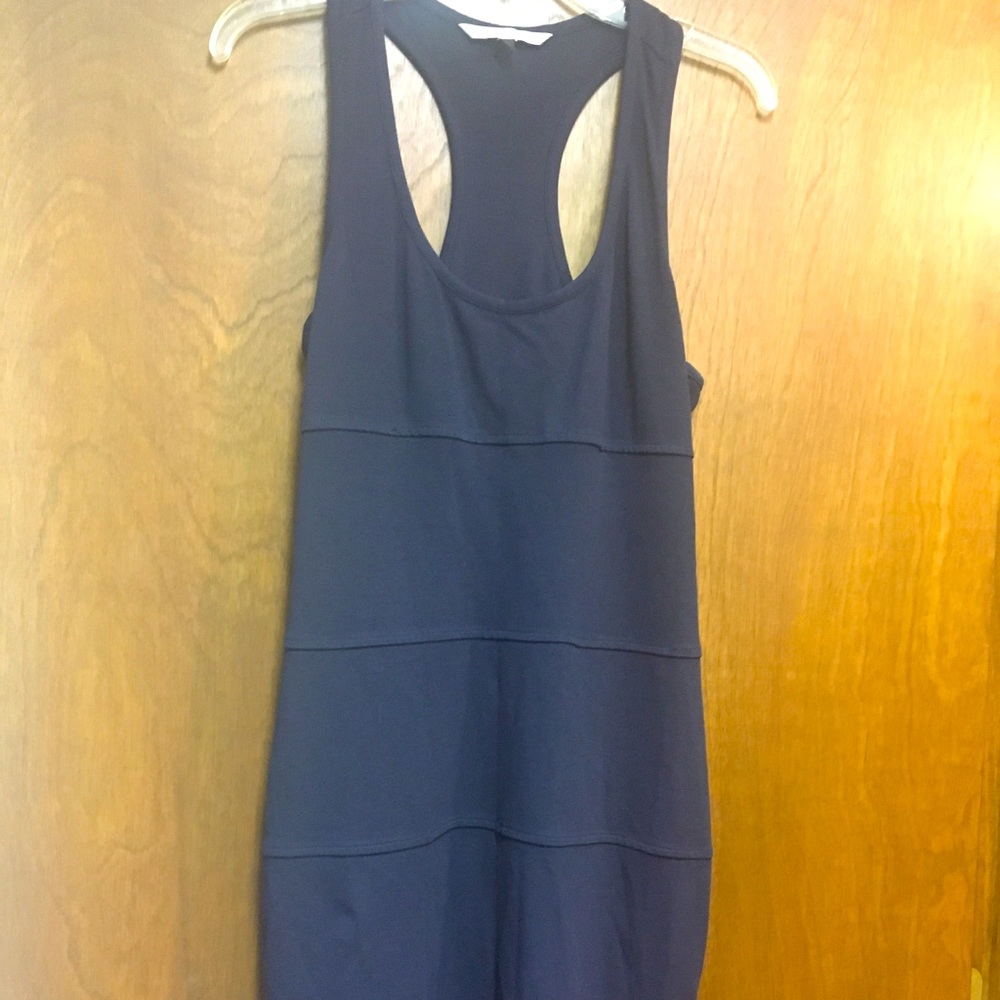 Diane Von Furstenberg racer back,fitted navy dress